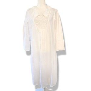 April Cornell White Prairie Cottagecore Cotton Embroidered Lace Nightgown S NWT